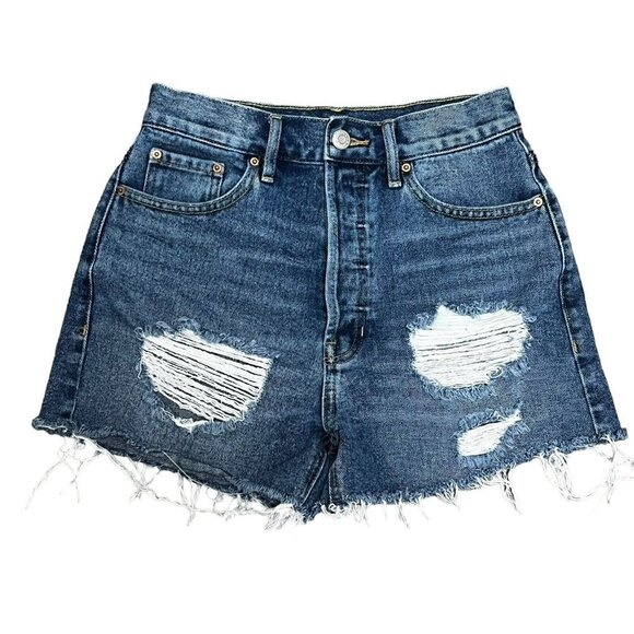 Pacsun Ultra High Rise Vintage Short Size 25 Button Fly Raw Hem Jean Shorts - Picture 1 of 11